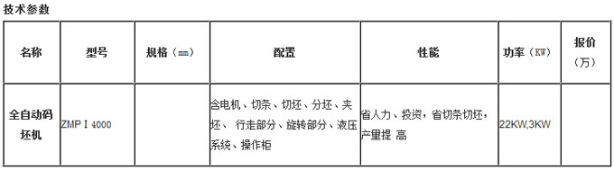 全自動碼坯機(jī)技術(shù)參數(shù)